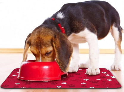 Dog Food Mat, Absorbent Water Bowl Mats Cat Pet Feeding Placemats Red 12 * 20 - Image 6