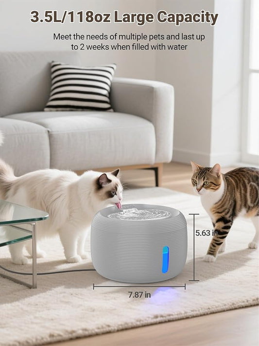 SIBAYS 3.5L/118oz Large Capacity Cat Water Fountain, Automatic Quiet Pet Water - Image 2