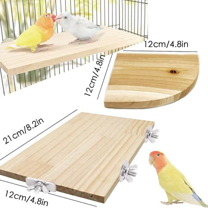 Bird Perch Platform Stand, Wood Perch Bird Platform Parrot Stand Playground - Image 2