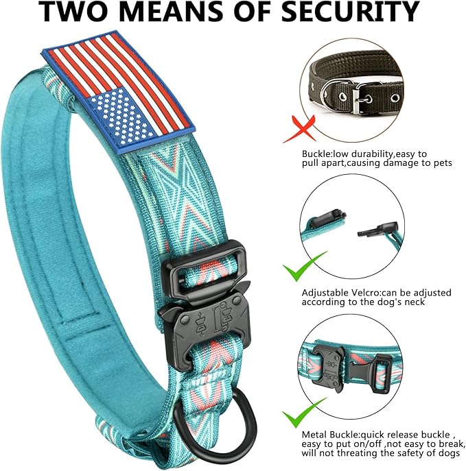 DAGANXI Tactical Dog Collar, Adjustable Military Training Nylon Dog Collar - Image 4