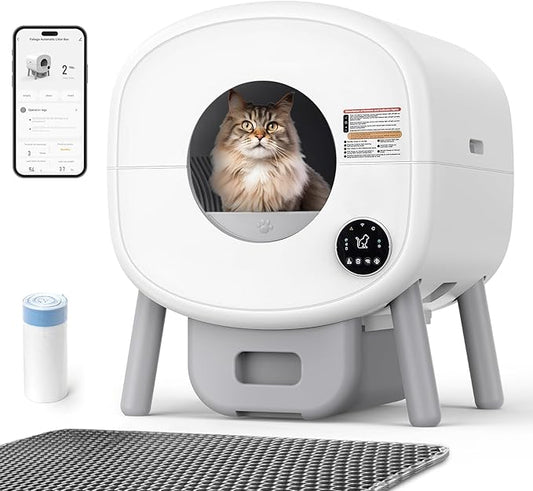 Self Cleaning Cat Litter Box: 76L Extra Large Automatic Litter Box by Fsitego