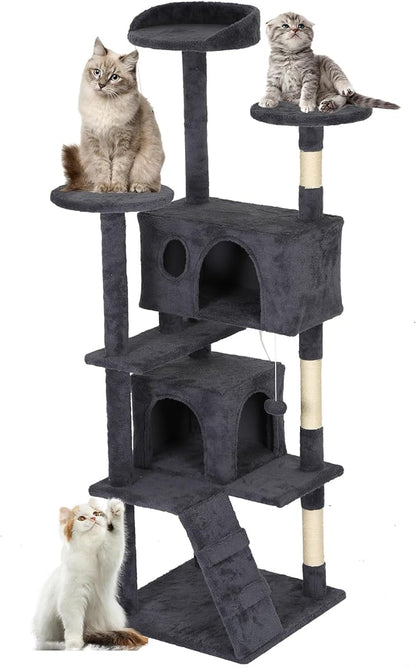 FDW | 62" Cat Tree Tower | Dark Gray | Multi-Level Indoor Activity Center by FDW