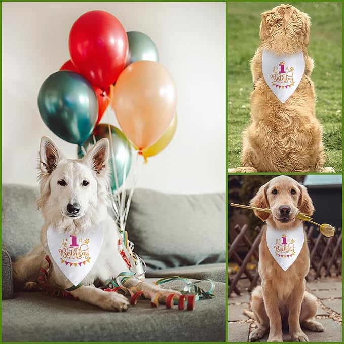 It's My 1st Birthday Dog Bandana Happy 1st Birthday Pet Triangle Scarf - Image 5
