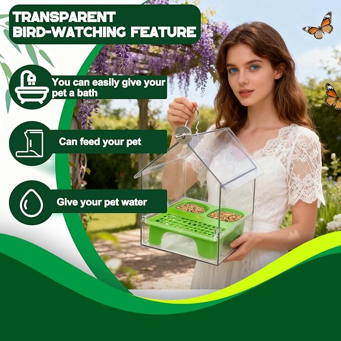Pull-Out External Parrot Feeder, No Mess Bird Feeder, Decorative Transparent - Image 4