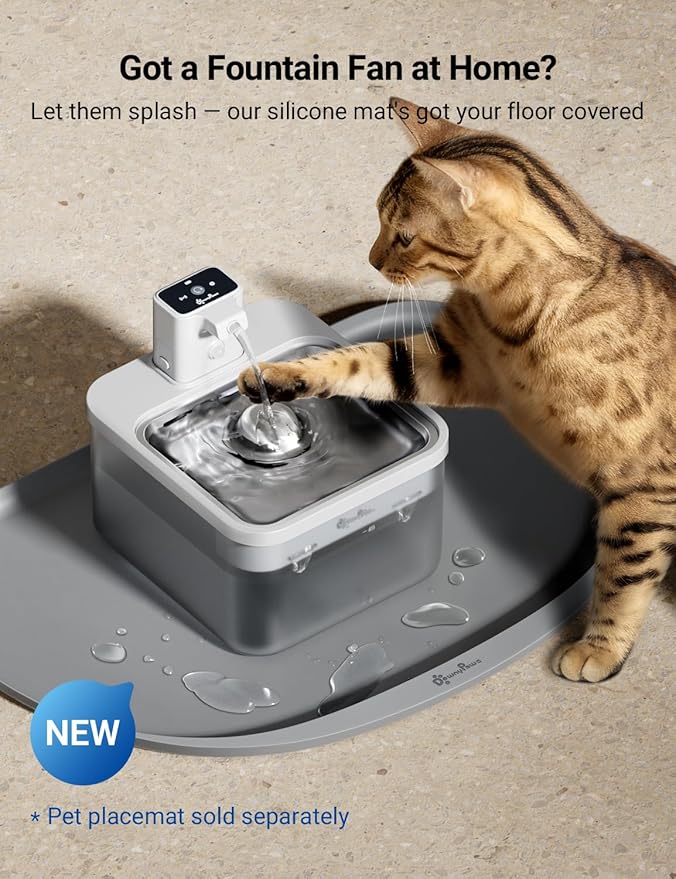 DownyPaws Battery Operated Cat Water Fountain Stainless Steel, 84oz/2.5L - Image 6