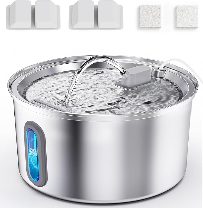 Cat Water Fountain Stainless Steel, 3.2L Cat Fountains by SoxmucCatWaterFountain
