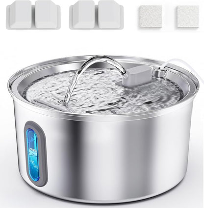 Cat Water Fountain Stainless Steel, 3.2L Cat Fountains by SoxmucCatWaterFountain