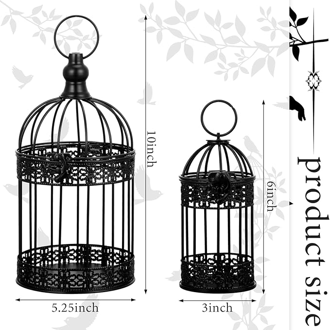 Sliner 4 Pcs Birdcage Candle Holder Valentine Decorative Bird Cages - Image 2