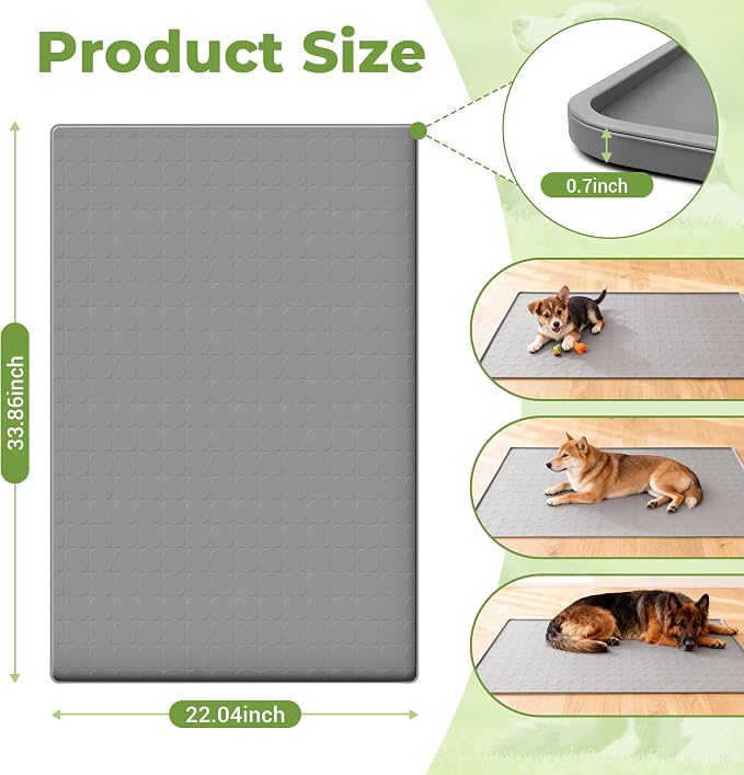 Extra Large 34x22 Inch Silicone Pet Food Mat - Image 2