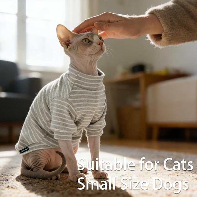 Fleece Sphynx Cat Clothes Soft Hairless Cat Clothes Pullover Cat Sweater - Image 2