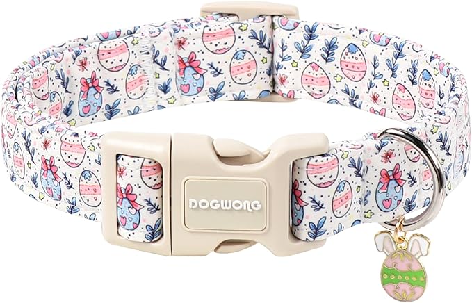 DOGWONG Cute Easter Egg Dog Collar, Adjustable Soft Egg Pet Collar by DOGWONG