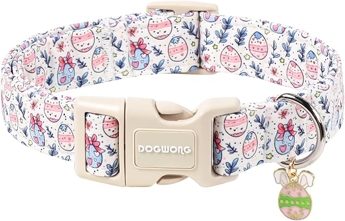 DOGWONG Cute Easter Egg Dog Collar, Adjustable Soft Egg Pet Collar by DOGWONG