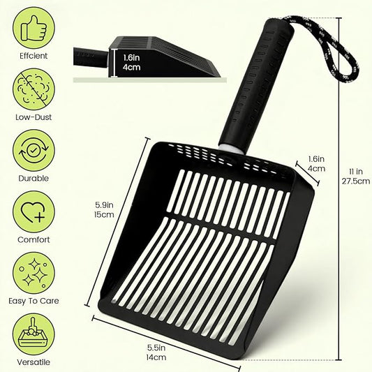 Metal Cat Litter Scooper with Holder, Stainless Steel Metal Litter Scoop - Image 2