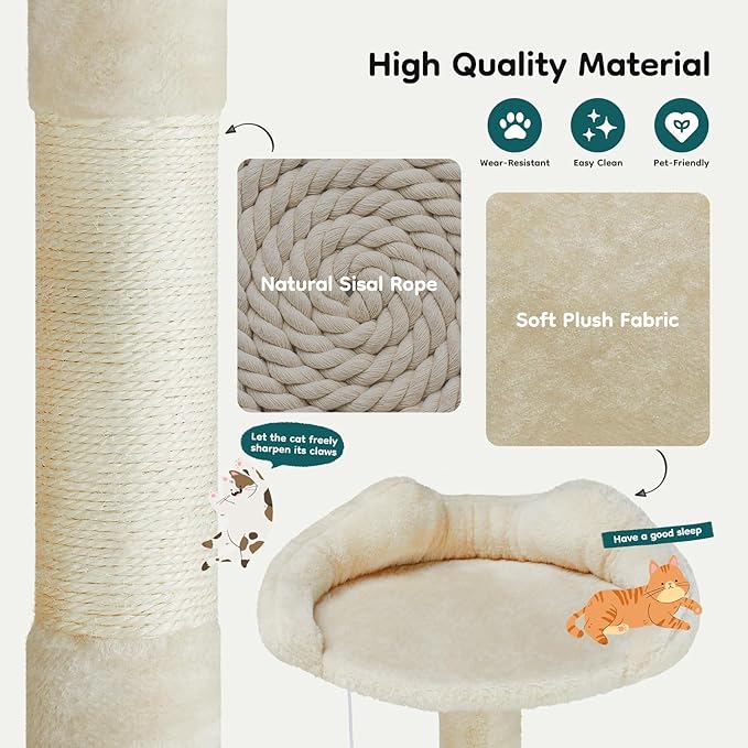 DUMOS 54-inch Indoor Cat Tree Tower –Multi-Level Pet House - Image 7