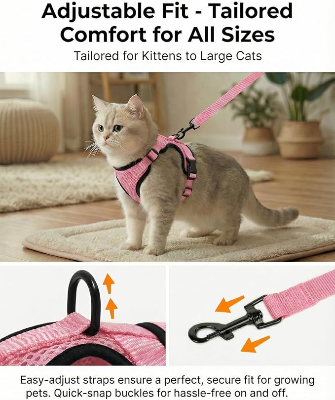 Luxelle 2 Pack Escape-Proof Cat Harness and Leash Set - Image 4