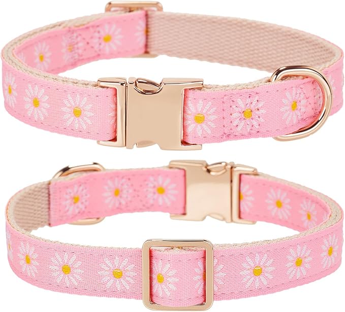 Woven Dog Collar with Metal Buckle Adjustable Jacquard Retro Dog Collars - Image 2
