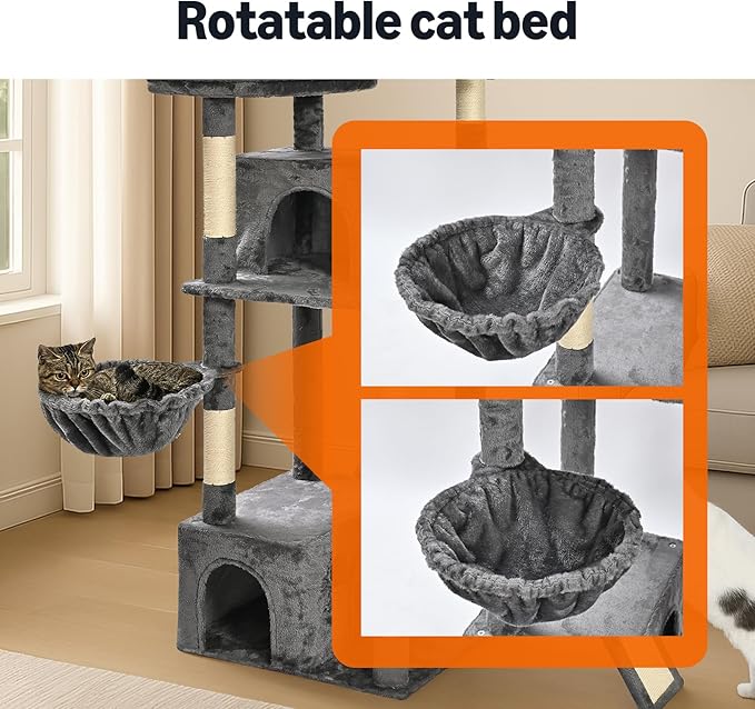 Amazon Basics Large Cat Tree Tower, 68 Inches - Image 6