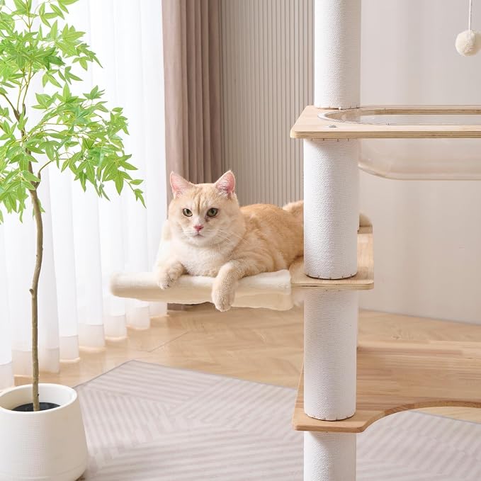 SHENGOCASE Modern Natural Wooden Wood Cat Tree Tower Condo, Extra Large Top - Image 4