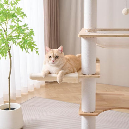 SHENGOCASE Modern Natural Wooden Wood Cat Tree Tower Condo, Extra Large Top - Image 4