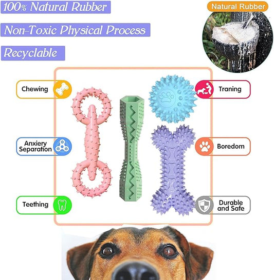 4 Pack Puppy Toys for 2-8 Months Pets Dog Chew Toy for Small Puppies Teething - Image 2