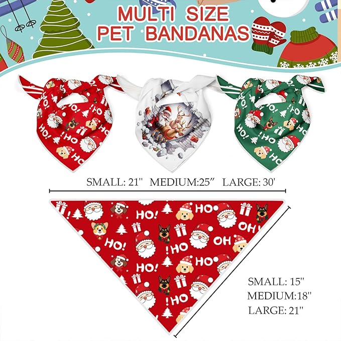 Christmas Dog Bandanas, Reflective Dog Bandana - Image 2