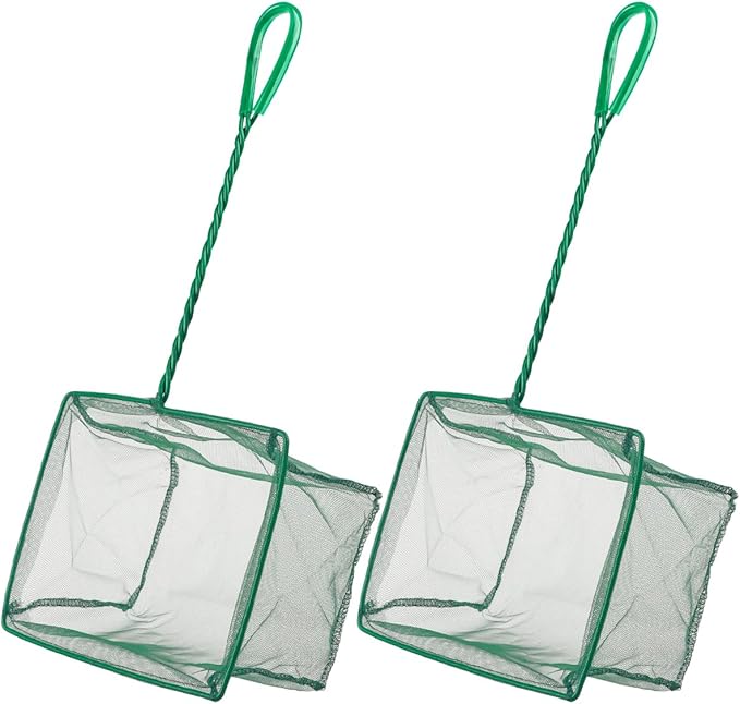 Pawfly Aquarium Fish Net with Braided Metal Handle Square Net with Soft Fine by Pawfly