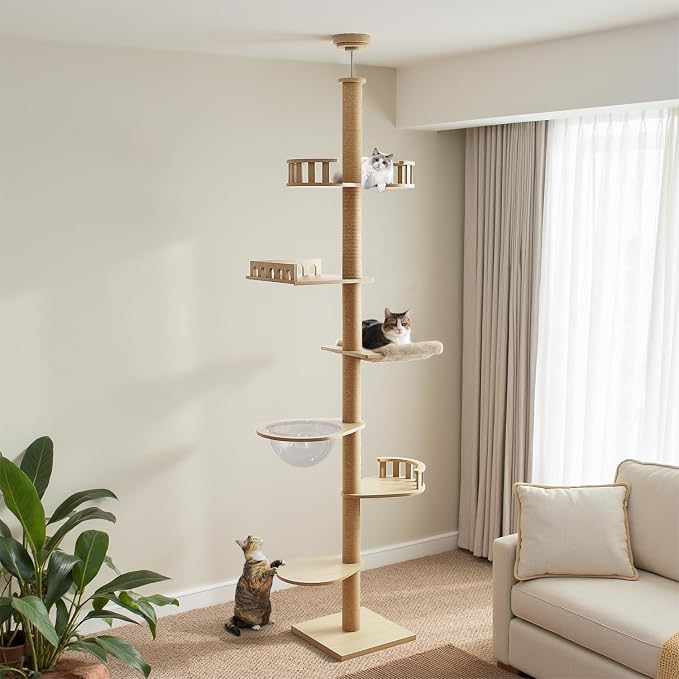 Erinnyees Cat Tree, Floor to Ceiling Cat Tree Height Adjustable Cat Tower 6 by Erinnyees