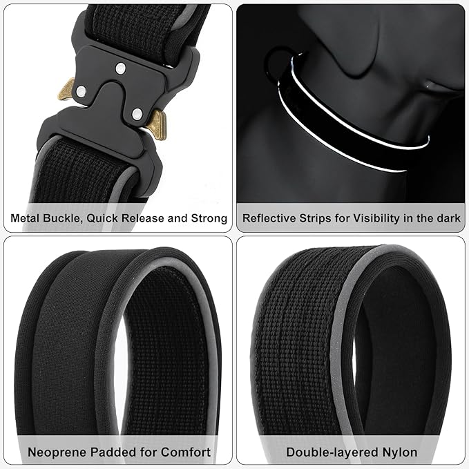 Plutus Pet Tactical Dog Collar, Reflective, Adjustable Heavy Duty Dog Collar - Image 4