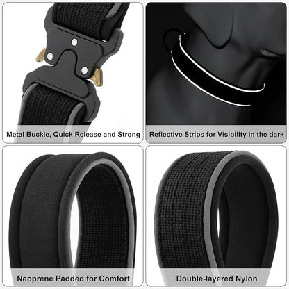 Plutus Pet Tactical Dog Collar, Reflective, Adjustable Heavy Duty Dog Collar - Image 4