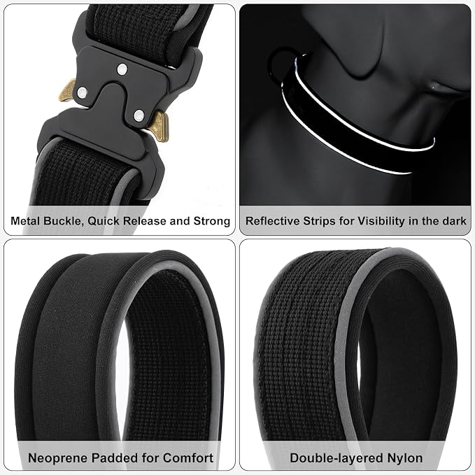 Plutus Pet Tactical Dog Collar, Reflective, Adjustable Heavy Duty Dog Collar - Image 4