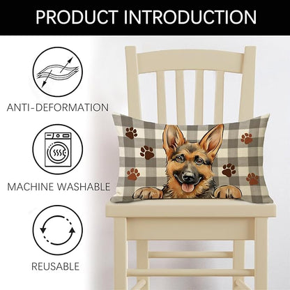 German Shepherd Dog Lumbar Decorative Throw Pillow Cover 12x20, Rectangular Paw - Image 2