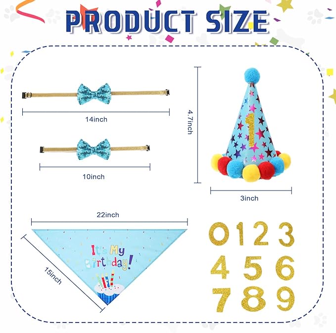 Weewooday Dog Birthday Party Supplies Birthday Boy Girl Cake Bandana Triangle - Image 3