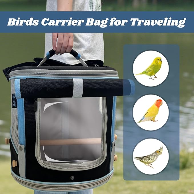 Small to Medium Bird Travel Carrier Cage, Portable Parrot Parakeet Cockatile - Image 6