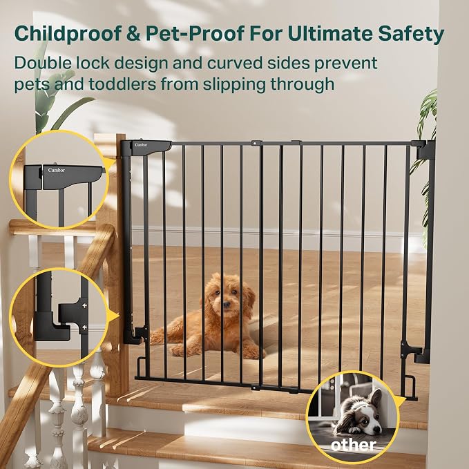 Cumbor 34" Extra Tall No Bottom Bar Baby Gate - Image 8