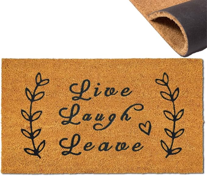 Assaoy Live Laugh Leave Funny Doormats, Coco Coir Outdoor Door Mat by Assaoy