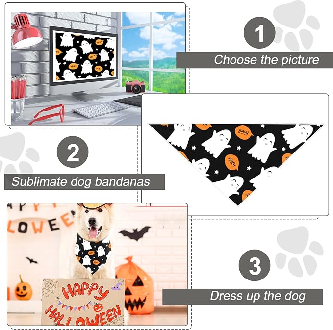 Abbylike 20 Pcs Sublimation Blank Dog Bandanas Plain Bandanas - Image 5