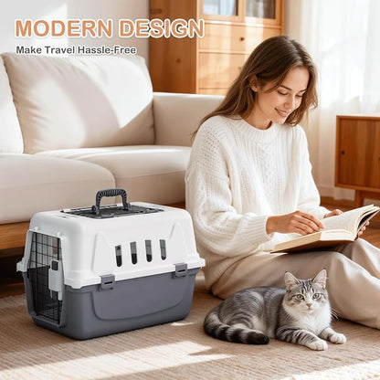 MoNiBloom 18-Inch 2-Door Top Loading Cat Carrier, Plastic Dog Crate Hard-Sided - Image 6