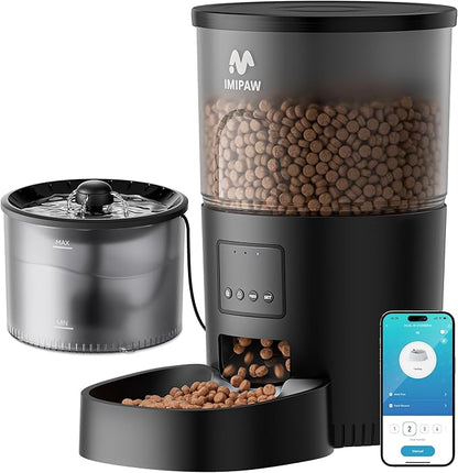 IMIPAW Automatic Cat Feeder 5G WiFi and Water Dispenser, Timed Dry Food by IMIPAW