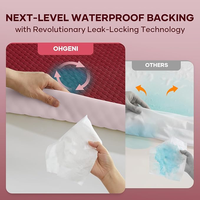 OhGeni 100% Waterproof Mattress Protector, Queen Size Mattress Soft Pad - Image 3