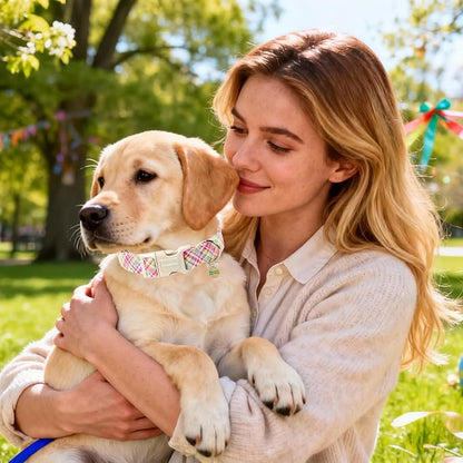 DOGWONG Easter Dog Collar, Cute Easter Colorful Plaid Pet Collar Durable - Image 4