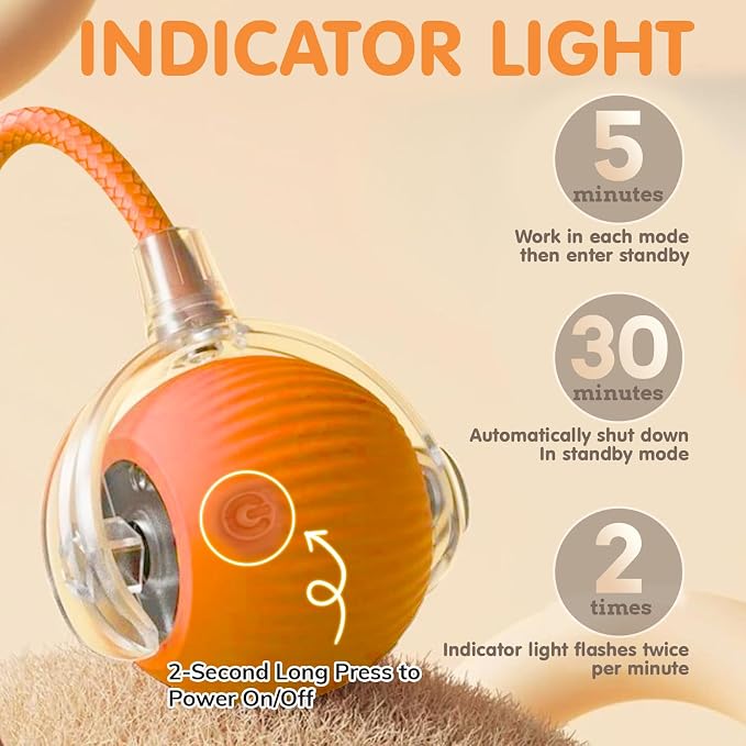 Rocfish Interactive Cat Toy for Indoor Cat, Smart Automatic Cat Chase Ball Toy - Image 2
