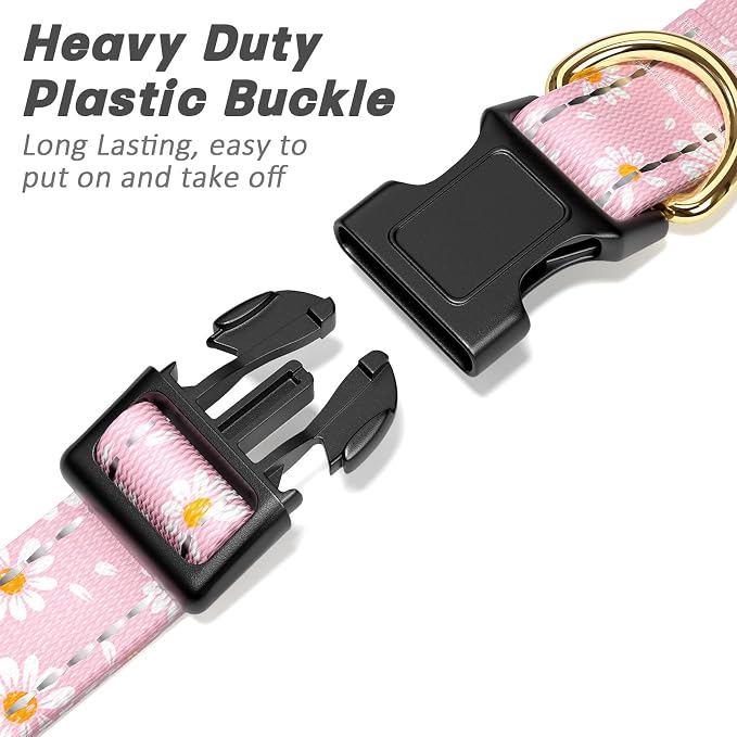 Reflective Dog Collar for Extra Small Dogs, Cute Daisy Theme Adjustable - Image 4