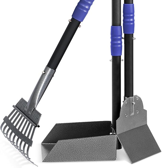 Heeyoo Dog Pooper Scooper, Dog Poop Tray and Rake Set, Pet Waste Removal Scoop by Heeyoo