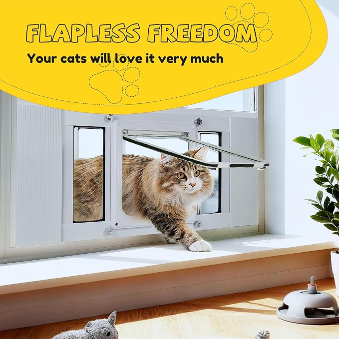 Full-Size Window Pet Door for Cats & Small Dogs, Width Adjustable Fits Sliding - Image 5