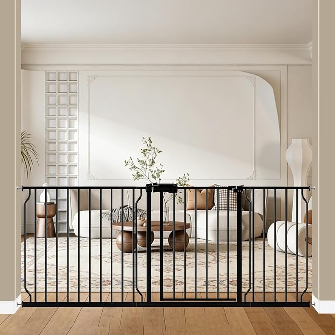WAOWAO Baby Gate 71.65-76.38" Extra Wide Pressure Mounted Walk Through Swing by WAOWAOBABYSAFETYPRODUCTS