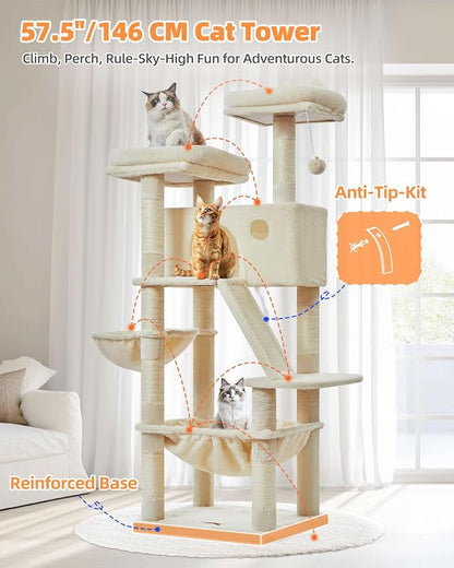Taoqimiao Cat Tree 57.5-Inch, Cat Tower - Image 3