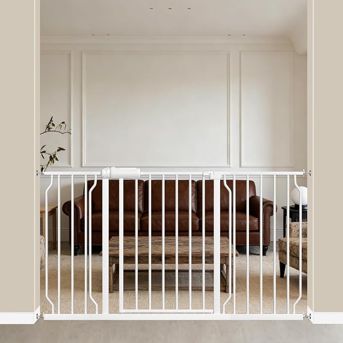 WAOWAO Baby Gate 52.76-57.45" Extra Wide Pressure Mounted Walk Through Swing by WAOWAOBABYSAFETYPRODUCTS
