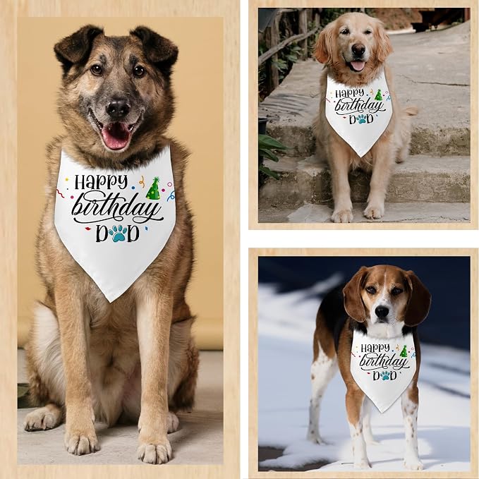 Happy Birthday Dad Black Dog Bandana Pet Scarf Accessories Funny Cute Puppy - Image 5