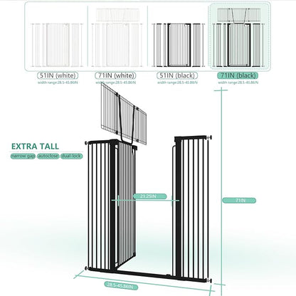 Jiprlak51 Extra Tall Cat Gate for Doorway – 28.5"-48.7" Extra Wide Pet Gate - Image 3
