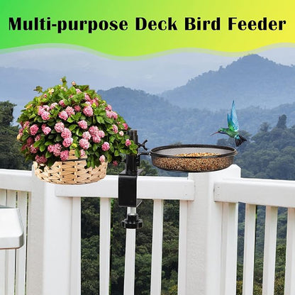 Deck Bird Feeders with Metal Mesh Tray and 2 Water Bowls - Image 4